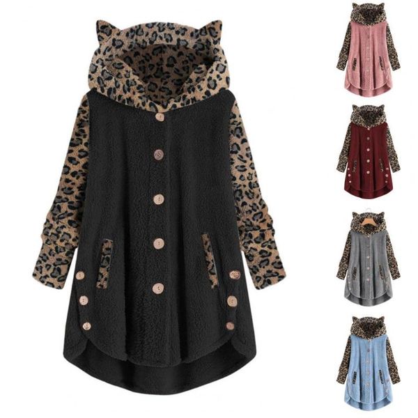 women's vests women hoodie ears leopard patchwork autumn winter single-breasted irregular plush coat streetwear, Black;white
women's vests women hoodie ears leopard patchwork autumn winter single-breasted irregular plush coat streetwear, Black;white
