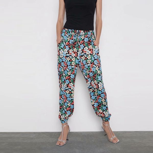casual floral harem pants high waist elastic slim trouser summer spring vintage print xz2568 210603, Black;white
casual floral harem pants high waist elastic slim trouser summer spring vintage print xz2568 210603, Black;white