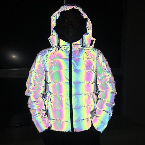 night reflective rainbow color fashion trend noctilucent down puffer jacket with hood for men women winter glowing ski snow coat, Black
night reflective rainbow color fashion trend noctilucent down puffer jacket with hood for men women winter glowing ski snow coat, Black