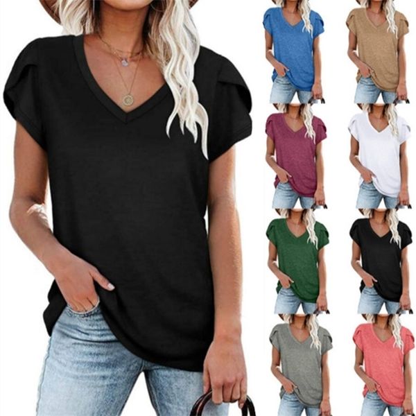 summer women's v-neck cotton t shirts solid color short sleeve tees casual loose pius size femmel t-shirt 210623, White
summer women's v-neck cotton t shirts solid color short sleeve tees casual loose pius size femmel t-shirt 210623, White