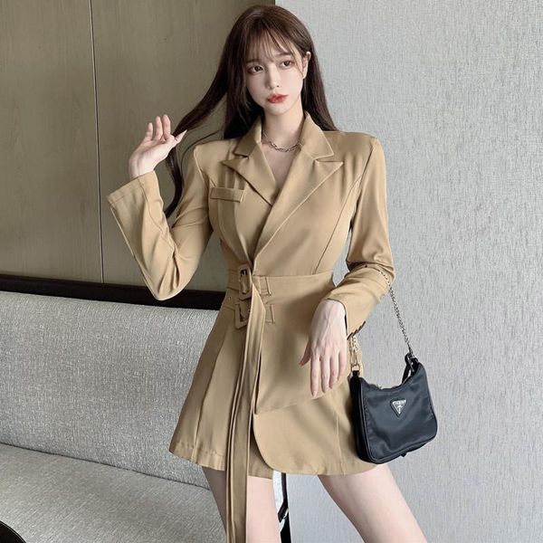 casual dresses autumn 2021 korean fashion solid color suit collar long sleeve waist tie irregular hem dress for women, Black;gray
casual dresses autumn 2021 korean fashion solid color suit collar long sleeve waist tie irregular hem dress for women, Black;gray