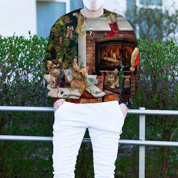 men's christmas 3d printing long sleeve hoodless sweater cute cat cat elk christmas pattern clothing, White;black
men's christmas 3d printing long sleeve hoodless sweater cute cat cat elk christmas pattern clothing, White;black
