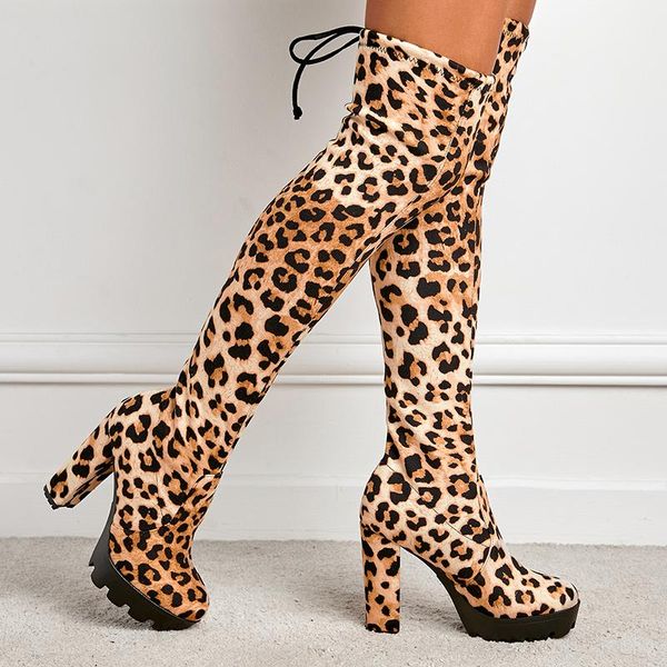 boots 2022 leopard grain over the knee women fashion round toe cross lace-up square high heels platform shoes booties, Black
boots 2022 leopard grain over the knee women fashion round toe cross lace-up square high heels platform shoes booties, Black