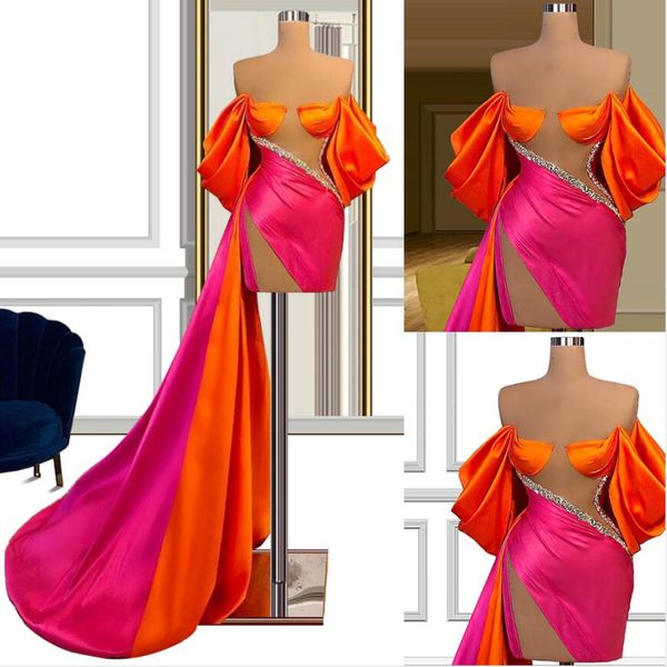 orange pink mermaid evening dresses off shoulder crystal beading side split african prom dress arabic formal party cocktail gowns, Black
orange pink mermaid evening dresses off shoulder crystal beading side split african prom dress arabic formal party cocktail gowns, Black