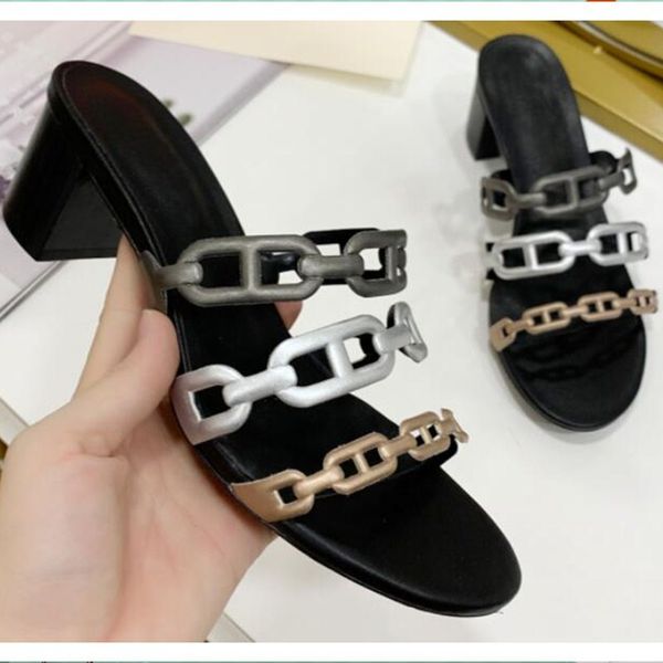80% off shoes mid heel chain colour slippers woman genuine leather luxury designer brand ladies sandals square chunky shoes, Black
80% off shoes mid heel chain colour slippers woman genuine leather luxury designer brand ladies sandals square chunky shoes, Black