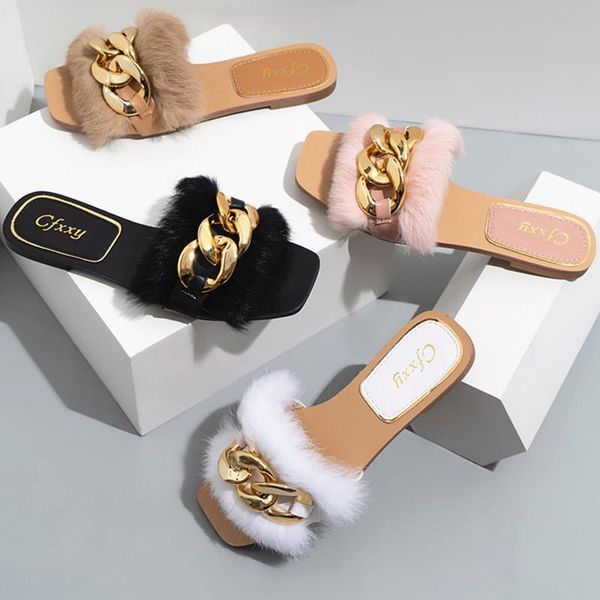 slippers spring summer fur flat metal button decor mules women flipflops beach shoes 2021 ladies sandals u399, Black
slippers spring summer fur flat metal button decor mules women flipflops beach shoes 2021 ladies sandals u399, Black