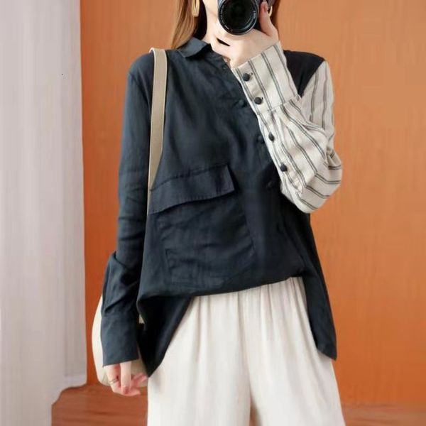 women's blouses & shirts 2021 arrival spring/autumn women loose long sleeve patchwork blouse turn-down collar big pockets design, White
women's blouses & shirts 2021 arrival spring/autumn women loose long sleeve patchwork blouse turn-down collar big pockets design, White
