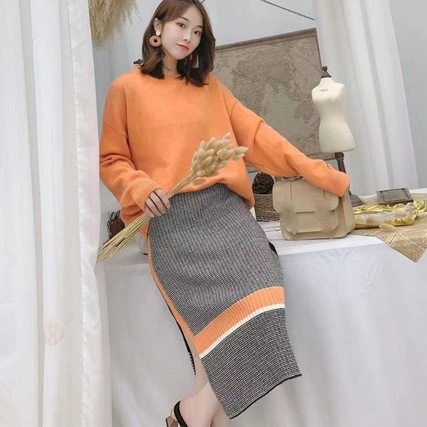 two piece dress fall and winter sweaters sets pullover midi knit skirts suits 2 women knitted, White
two piece dress fall and winter sweaters sets pullover midi knit skirts suits 2 women knitted, White