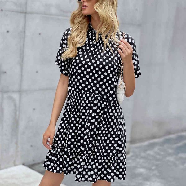casual dresses short sleeve white polka dot mini woman summer elegant office ruffles yellow black es for women ru14, Black;gray
casual dresses short sleeve white polka dot mini woman summer elegant office ruffles yellow black es for women ru14, Black;gray
