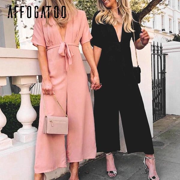 women's jumpsuits & rompers affogatoo deep v-neck women red jumpsuit elegant casual summer female romper black sash bow tie ladies over, Black;white
women's jumpsuits & rompers affogatoo deep v-neck women red jumpsuit elegant casual summer female romper black sash bow tie ladies over, Black;white