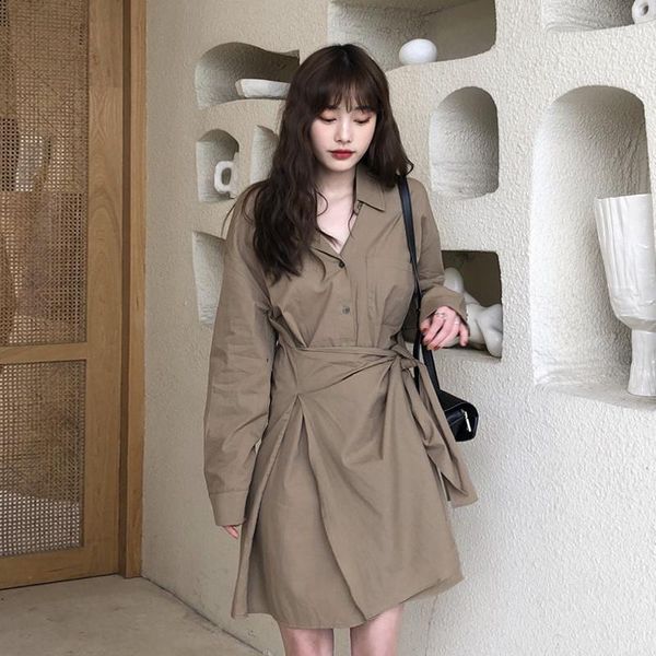 casual dresses autumn design dress 2021 irregular thin female temperament tie waist a-line shirt, Black;gray
casual dresses autumn design dress 2021 irregular thin female temperament tie waist a-line shirt, Black;gray