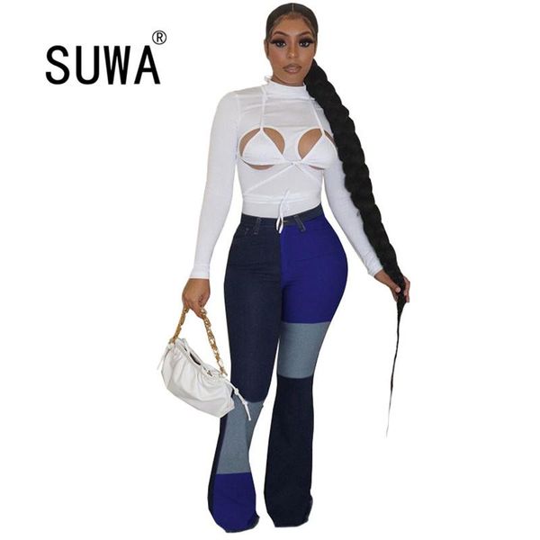 contrast color patchwork skinny trousers loungewear women high waist flare pants jeans club outfits 2021 women's & capris, Black;white
contrast color patchwork skinny trousers loungewear women high waist flare pants jeans club outfits 2021 women's & capris, Black;white
