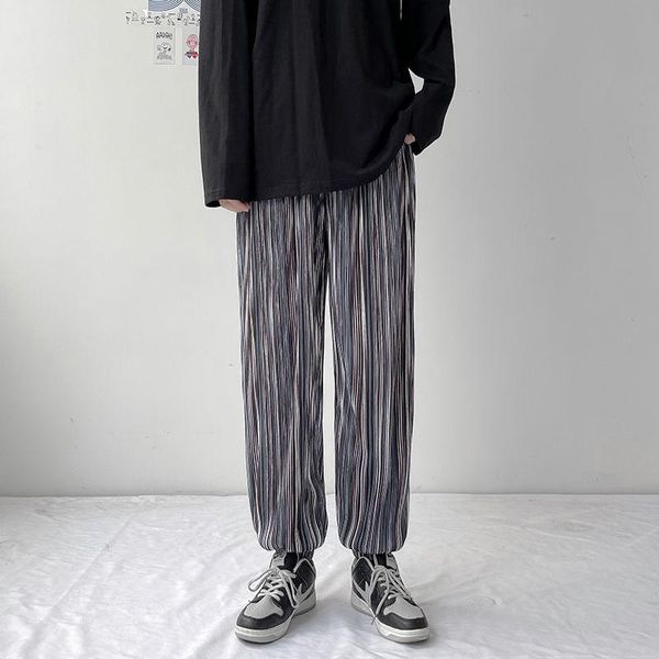 men's pants summer thin pleated fashion retro casual men streetwear loose ice silk mens straight trousers m-2xl, Black
men's pants summer thin pleated fashion retro casual men streetwear loose ice silk mens straight trousers m-2xl, Black