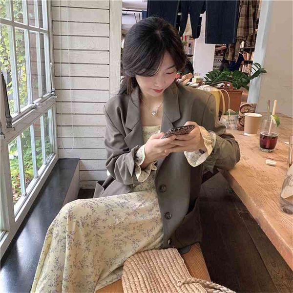 spring girls chiffon female vintage dress dresses robe vestido 2 piece suit women blazer breasted jacket 210417, White
spring girls chiffon female vintage dress dresses robe vestido 2 piece suit women blazer breasted jacket 210417, White