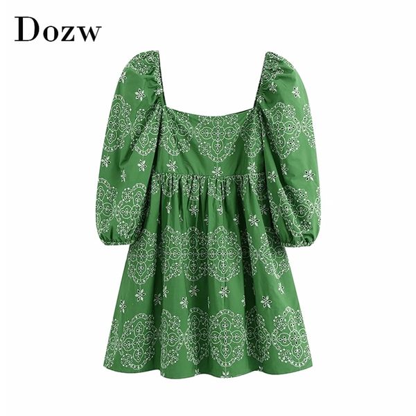 chic floral embroidery mini dress women vintage puff sleeve green pleated female square collar casual es 210515, Black;gray
chic floral embroidery mini dress women vintage puff sleeve green pleated female square collar casual es 210515, Black;gray
