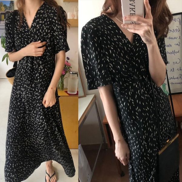 summer vintage v neck long womens dress chiffon high waist print pullover maxi dresses, Black;gray
summer vintage v neck long womens dress chiffon high waist print pullover maxi dresses, Black;gray