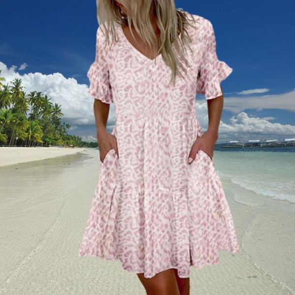 party dresses women ruffles mini dress elegant a-line v neck casual female loose pocket floral print vintage g1t2, White;black 
party dresses women ruffles mini dress elegant a-line v neck casual female loose pocket floral print vintage g1t2, White;black