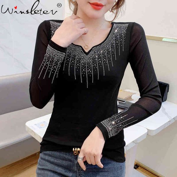 women's t-shirt spring fall european clothes girls fashion v-neck shiny diamonds women all match back tees 2021 t11507a, White
women's t-shirt spring fall european clothes girls fashion v-neck shiny diamonds women all match back tees 2021 t11507a, White
