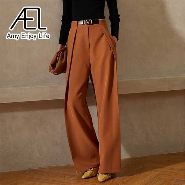 ael summer women wide leg loose trousers caramel high waisted pants casual streetwear ladies fashion quality clothing 211216, Black;white
ael summer women wide leg loose trousers caramel high waisted pants casual streetwear ladies fashion quality clothing 211216, Black;white