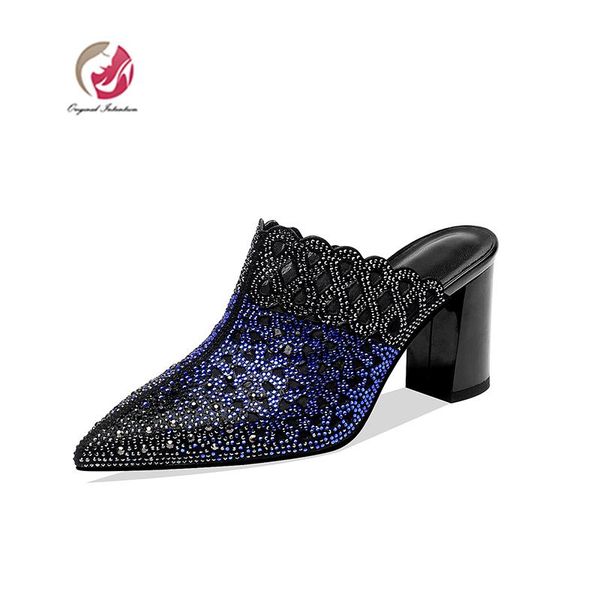 original intention women sandals summer leisure slip-on pointed toe square high heels bling blue gold us size 3-9. dress shoes, Black
original intention women sandals summer leisure slip-on pointed toe square high heels bling blue gold us size 3-9. dress shoes, Black