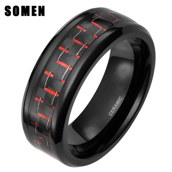 wedding rings 8mm ceramic ring black & red carbon fiber inlay engagement band exquisite fashion jewelry woman men, Slivery;golden
wedding rings 8mm ceramic ring black & red carbon fiber inlay engagement band exquisite fashion jewelry woman men, Slivery;golden