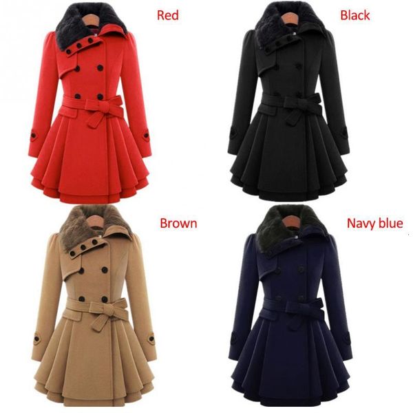 red fashion women wool slim trench lady fur collar peacoat winter woolen coat jackets outwear double breasted elegant coats, Black
red fashion women wool slim trench lady fur collar peacoat winter woolen coat jackets outwear double breasted elegant coats, Black