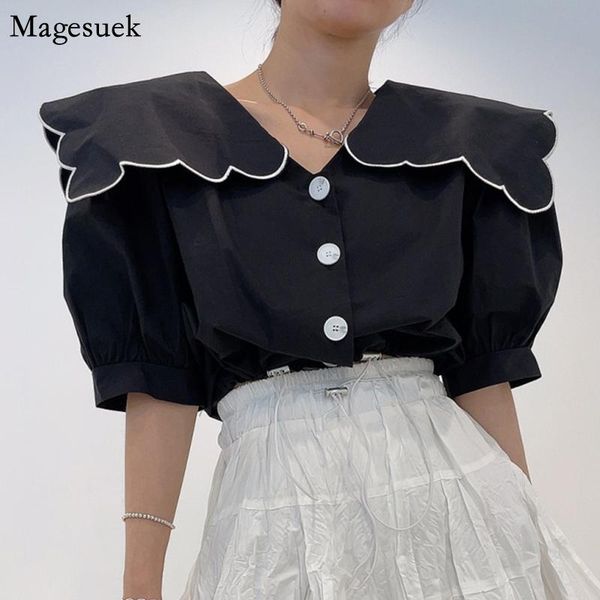 women's blouses & shirts korean chic embroidered solid button woman shirt vintage puff short sleeve female casual clothing 14379, White
women's blouses & shirts korean chic embroidered solid button woman shirt vintage puff short sleeve female casual clothing 14379, White