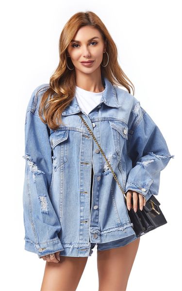 ladies loose denim jacket ripped oversized men's outerwear couple clothing spring and autumn student 4523, Black;brown
ladies loose denim jacket ripped oversized men's outerwear couple clothing spring and autumn student 4523, Black;brown