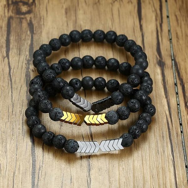 coupls lava stone beads bracelet women men bangle elastic rope adjustable charm wrist friendship love gifts beaded, strands, Black 
coupls lava stone beads bracelet women men bangle elastic rope adjustable charm wrist friendship love gifts beaded, strands, Black