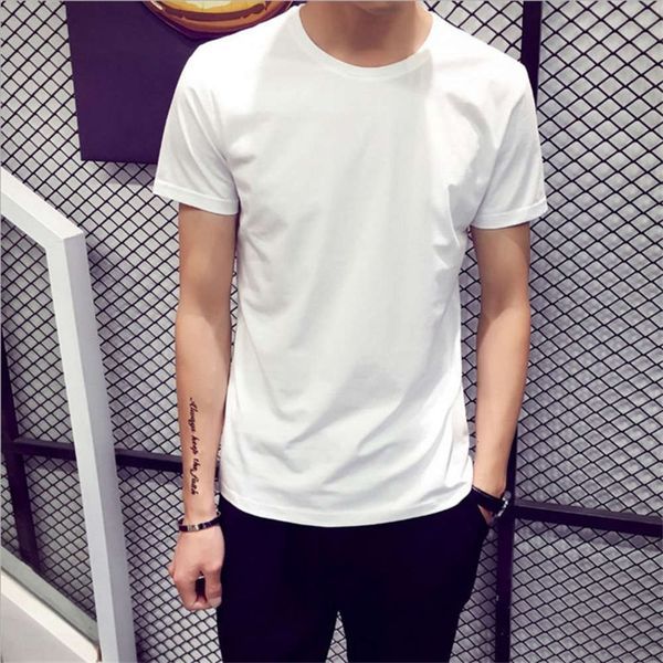 straight summer korean men's pure white t-shirt short sleeve solid color round neck slim half, White;black
straight summer korean men's pure white t-shirt short sleeve solid color round neck slim half, White;black