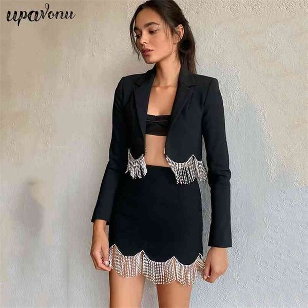 women's suit lapel long sleeve diamond tassel short jacket & mini skirt two piece set 210524, White
women's suit lapel long sleeve diamond tassel short jacket & mini skirt two piece set 210524, White