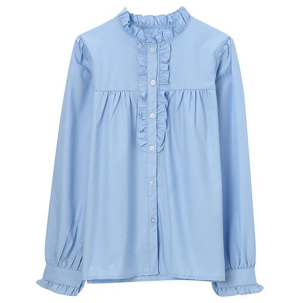 women's blouses & shirts lukaxsikax 2021 spring autumn women long sleeve shirt korean fashion ruffles loose blue casual, White
women's blouses & shirts lukaxsikax 2021 spring autumn women long sleeve shirt korean fashion ruffles loose blue casual, White