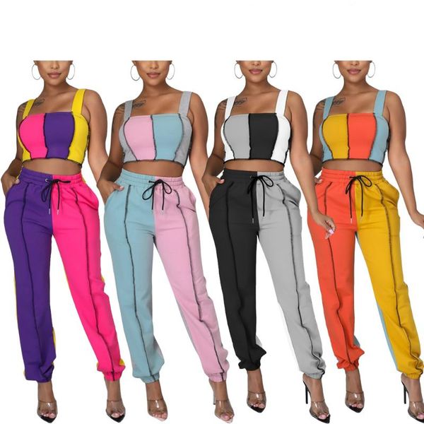 women's two piece pants fashion women patchwork matching sets casual tracksuit set summer contrast colortwo clothes streetwear 2pcs, White
women's two piece pants fashion women patchwork matching sets casual tracksuit set summer contrast colortwo clothes streetwear 2pcs, White