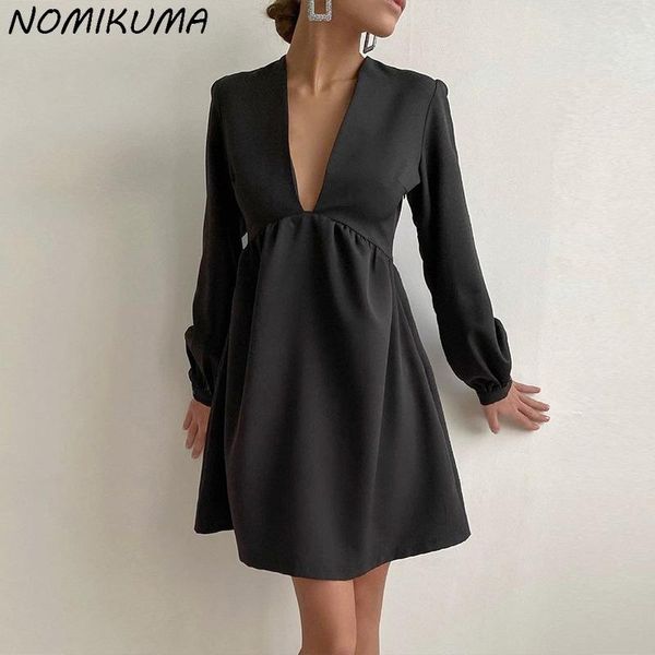 casual dresses nomikuma 2021 autumn long sleeve korean v-neck fashion elegant woman dress slim waist vestidos feminima 6l673, Black;gray
casual dresses nomikuma 2021 autumn long sleeve korean v-neck fashion elegant woman dress slim waist vestidos feminima 6l673, Black;gray