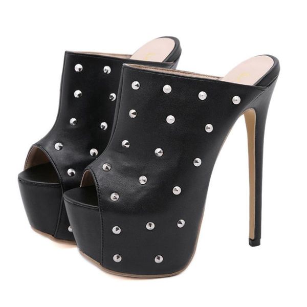 women high platform slippers pumps 2021 super heels 16cm ladies retro rivets shoes peep toe soft leather party sandal black
women high platform slippers pumps 2021 super heels 16cm ladies retro rivets shoes peep toe soft leather party sandal black