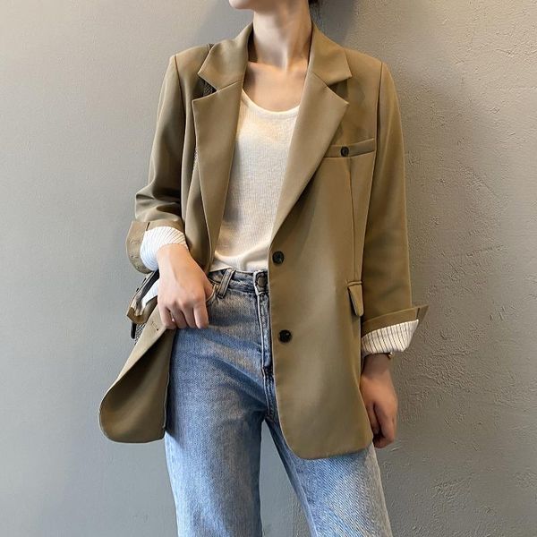women's suits & blazers hxjjp long sleeve loose suit jacket women autumn 2021 korean single-breasted casual blazer female 7990, White;black
women's suits & blazers hxjjp long sleeve loose suit jacket women autumn 2021 korean single-breasted casual blazer female 7990, White;black