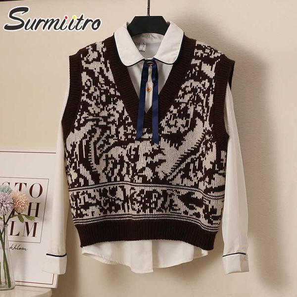 surmiitro spring autumn knitted loose sweater vest women korean style sleeveless waistcoat female knitwear pullover 210712, White
surmiitro spring autumn knitted loose sweater vest women korean style sleeveless waistcoat female knitwear pullover 210712, White
