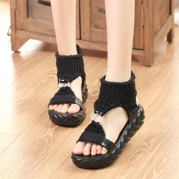 summer thick bottom sandals women elastic cloth wrap ankle flat heel slip-on black female platform fashion shoes 40
summer thick bottom sandals women elastic cloth wrap ankle flat heel slip-on black female platform fashion shoes 40