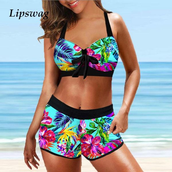women's swimwear print high waist boxer shorts women bikini set two piece brazil swimsuit 2021 summer fashion beachwear bathing suits, White;black
women's swimwear print high waist boxer shorts women bikini set two piece brazil swimsuit 2021 summer fashion beachwear bathing suits, White;black