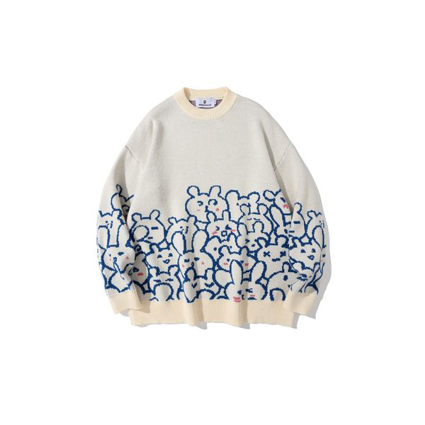 sweater knit cartoon jacquard ted men's street trend loose round neck bf languid style long sleeve pullover, White;black
sweater knit cartoon jacquard ted men's street trend loose round neck bf languid style long sleeve pullover, White;black