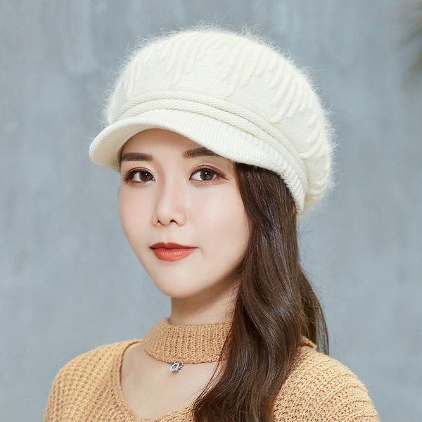 women winter hat knit fur soft short brim cap outdoor keep warm breathable beret thick visors, Blue;gray
women winter hat knit fur soft short brim cap outdoor keep warm breathable beret thick visors, Blue;gray