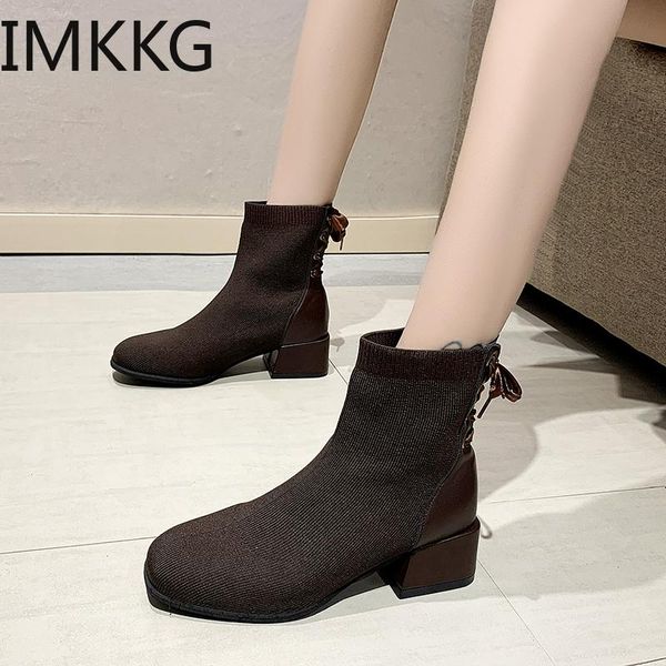 boots 2021 autumn fashion square toe knitting platform thick heel lace-up lady bota feminina stretch fabric ankle, Black
boots 2021 autumn fashion square toe knitting platform thick heel lace-up lady bota feminina stretch fabric ankle, Black