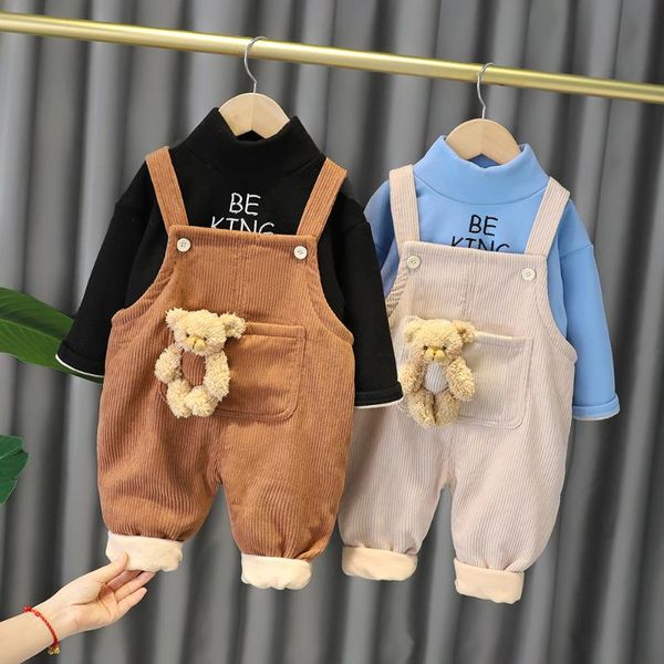 clothing sets winter warm children kids thick fleece letter t-shirt + cartoon bear overalls trousers baby girls 2pcs suits, White
clothing sets winter warm children kids thick fleece letter t-shirt + cartoon bear overalls trousers baby girls 2pcs suits, White