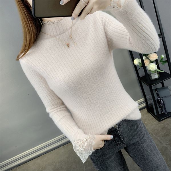 women's sweaters autumn winter half turtleneck imitation mink velvet sweater women korean lace slim long sleeve pullover casual pu, White;black
women's sweaters autumn winter half turtleneck imitation mink velvet sweater women korean lace slim long sleeve pullover casual pu, White;black