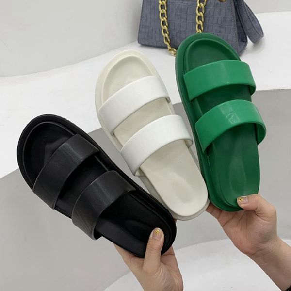 slippers 2021 summer women slipper open toe flat heel casual slides outdoor beach flip flop shoes ladies sandals big size 40, Black