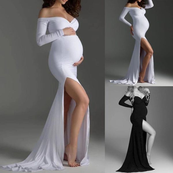 fashion pregnant women pography props off the shoulders v-neck hem slit tail jumpsuit long skirt dress maternity dresses, White
fashion pregnant women pography props off the shoulders v-neck hem slit tail jumpsuit long skirt dress maternity dresses, White