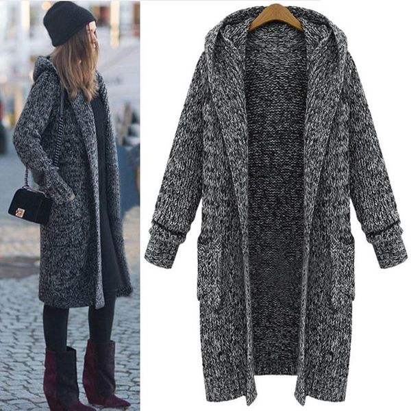 women's sweaters 2021 autumn winter retro women cardigan hooded big pockets thick knit sweater long sleeve coat, White;black
women's sweaters 2021 autumn winter retro women cardigan hooded big pockets thick knit sweater long sleeve coat, White;black