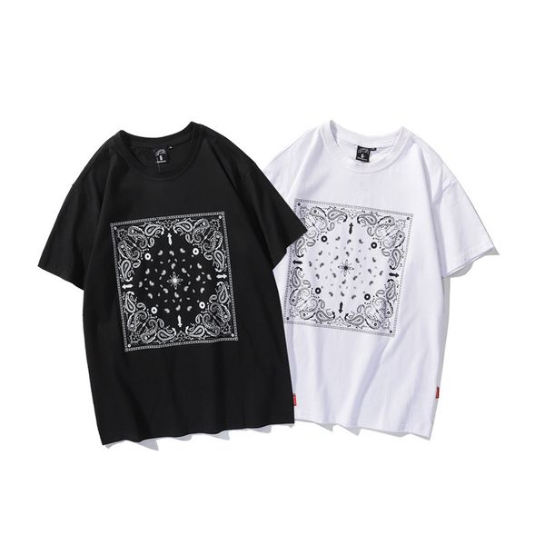 t shirt spring summer fashion harajuku cashew flower printed round neck loose couple short sleeve for men, White;black
t shirt spring summer fashion harajuku cashew flower printed round neck loose couple short sleeve for men, White;black
