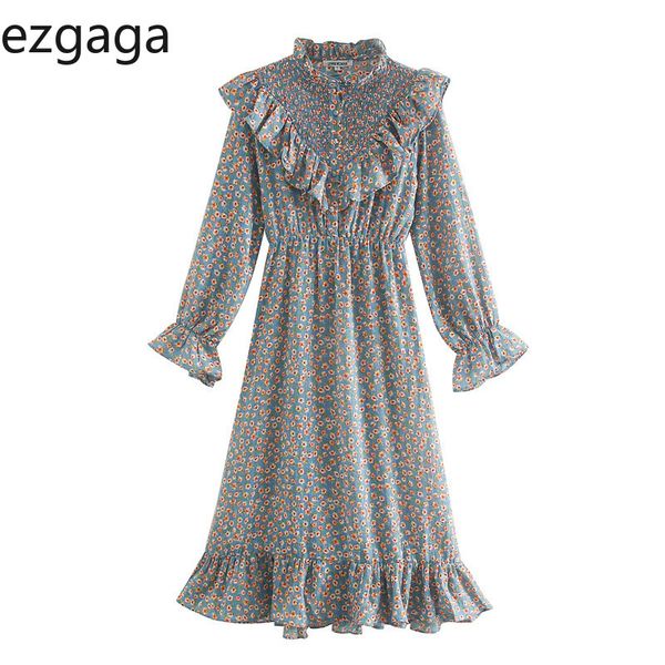 ezgaga vintage ruffles midi dress women floral printed french style long flare sleeve slim waist button stretch elegant vestidos 210430, Black;gray
ezgaga vintage ruffles midi dress women floral printed french style long flare sleeve slim waist button stretch elegant vestidos 210430, Black;gray