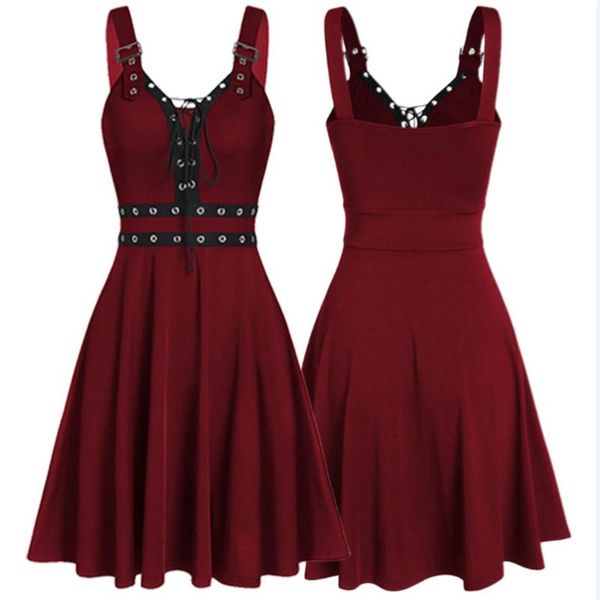women's gothic punk sleeveless strap sling dress elegant backless party strapless casual dresses, Black;gray
women's gothic punk sleeveless strap sling dress elegant backless party strapless casual dresses, Black;gray